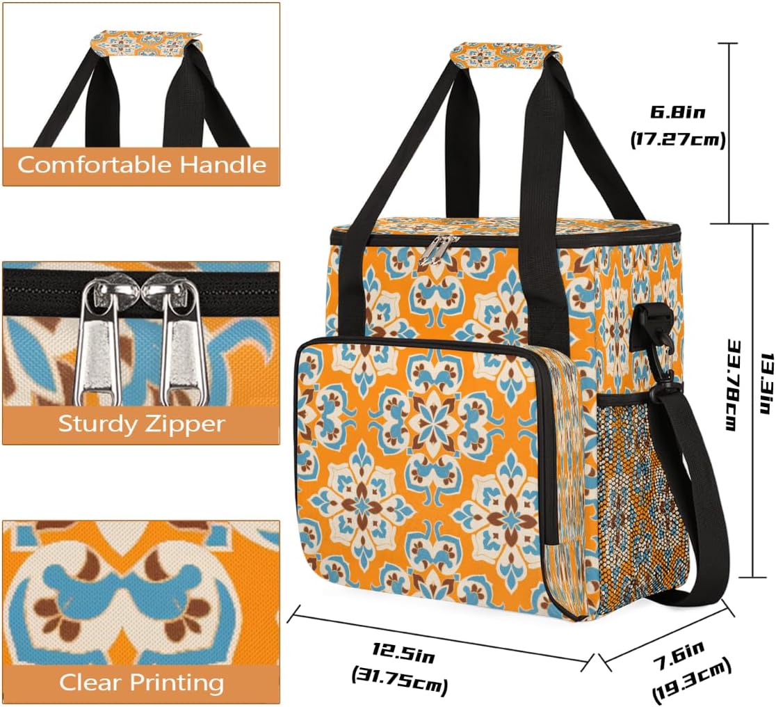 Orange Tile Portable Coffee Maker Carrying Bag Compatible with Keurig K-Mini or K-Mini Plus - Travel Storage Tote with K-Cup Pod Pockets for Single Serve Coffee Brewer