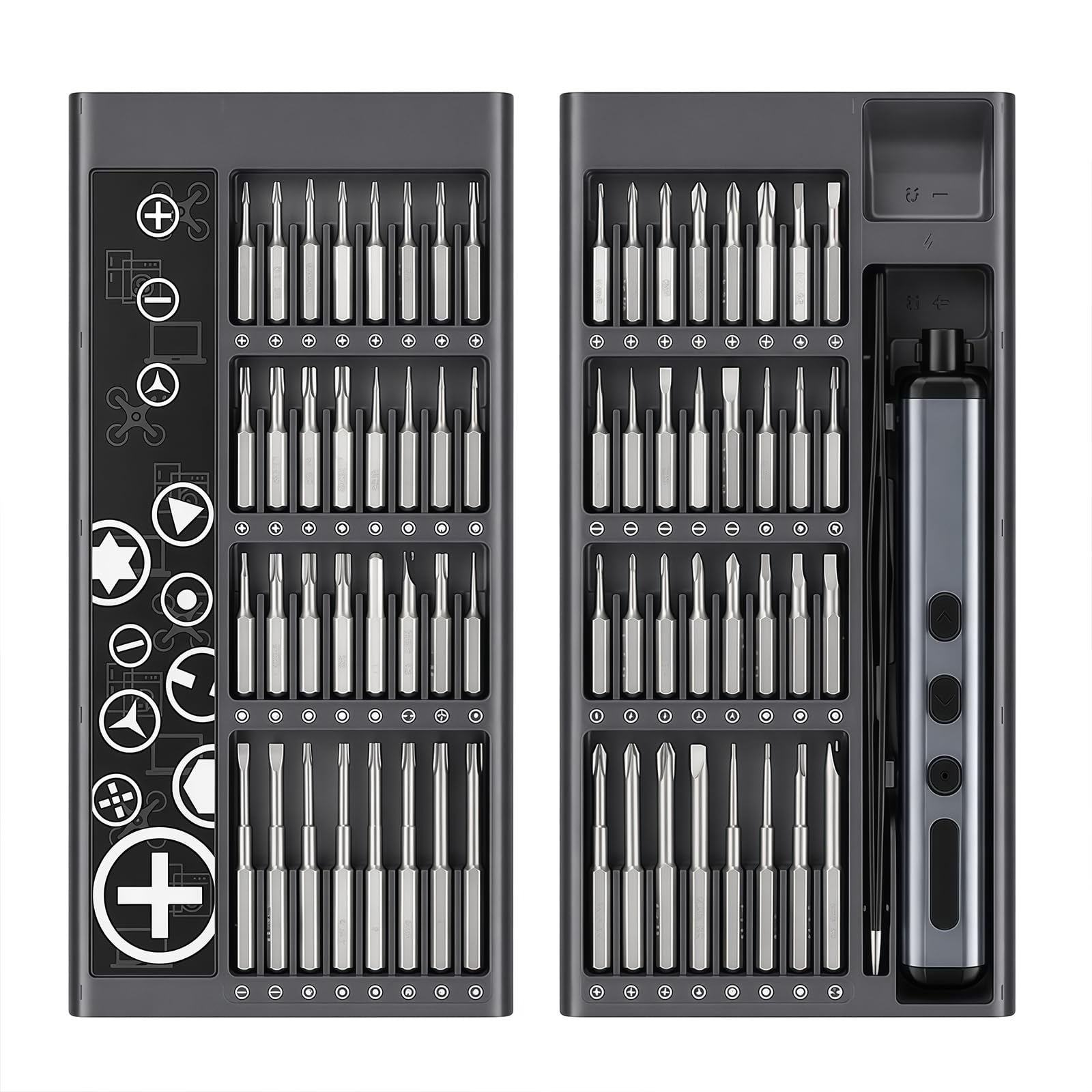 Juego de destornilladores eléctricos inalámbricos de precisión 68 en 1, kit de reparación de destornillador magnético recargable para teléfono, laptop, reloj, cámara y electrónica pequeña (juego 68 en