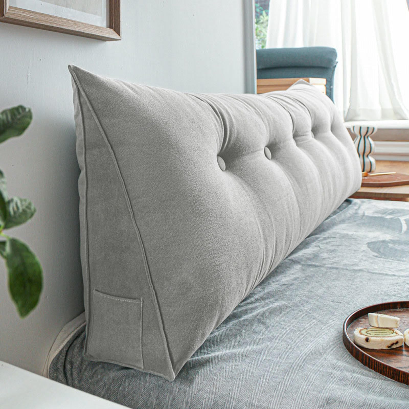 Cuscino di supporto per la schiena per letto e divano, cuscino ortopedico lungo con fodera rimovibile, cuscino a cuneo da lettura, supporto per schienale, 60 x 20 x 50 cm
