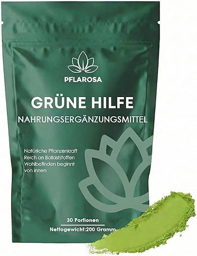 Grünes Superfood Pulver 200g – Greens Mix mit Matcha, Spirulina, Gerstengras & Heidelbeeren | Ballaststoffreich & Vegan | Natürliches Pflanzenpulver für Alltag & Ernährung