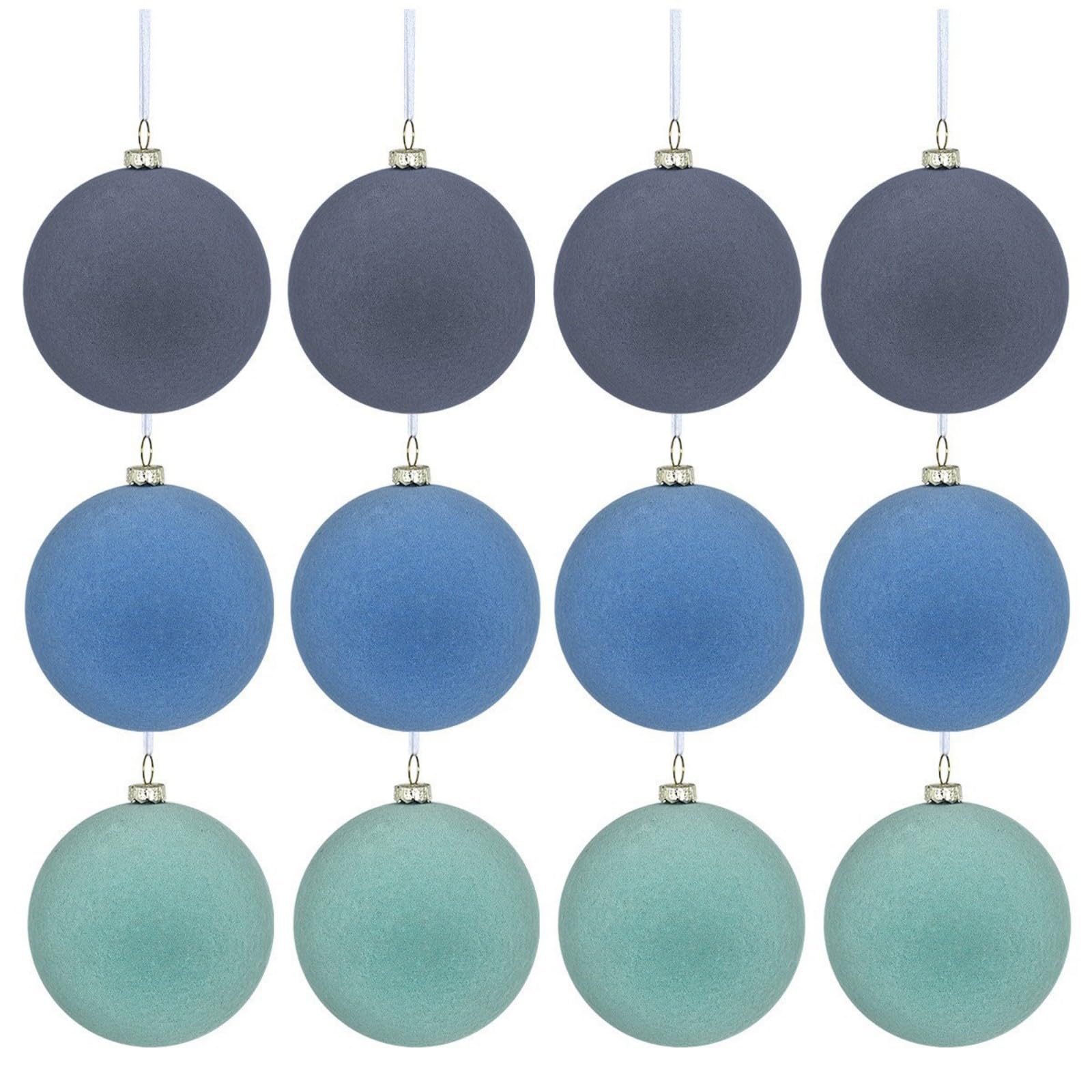 TFAOYS Practical 12pcs Flocking Christmas Ornament Charm 6cm Shatterproof Baubles for Festival Home Decoration Party Supplies Christmas Decorations