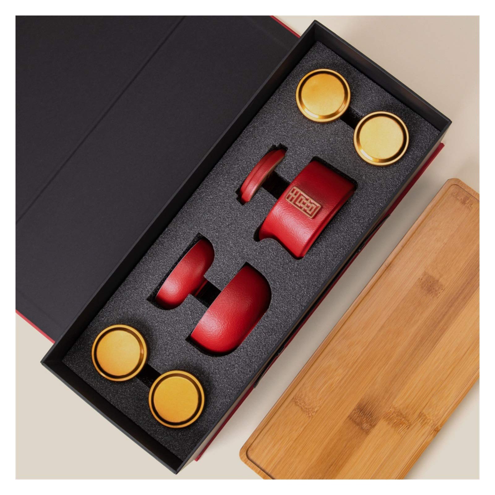 Tea Sets for Adults Czerwony szkliwione ceramiczne zestawy herbaty, w tym herbata herbata filiżanki bambusa taca herbata ręcznik luźny liść herbata próbnik pakiet prezent filtrowanie herbaty maker chi