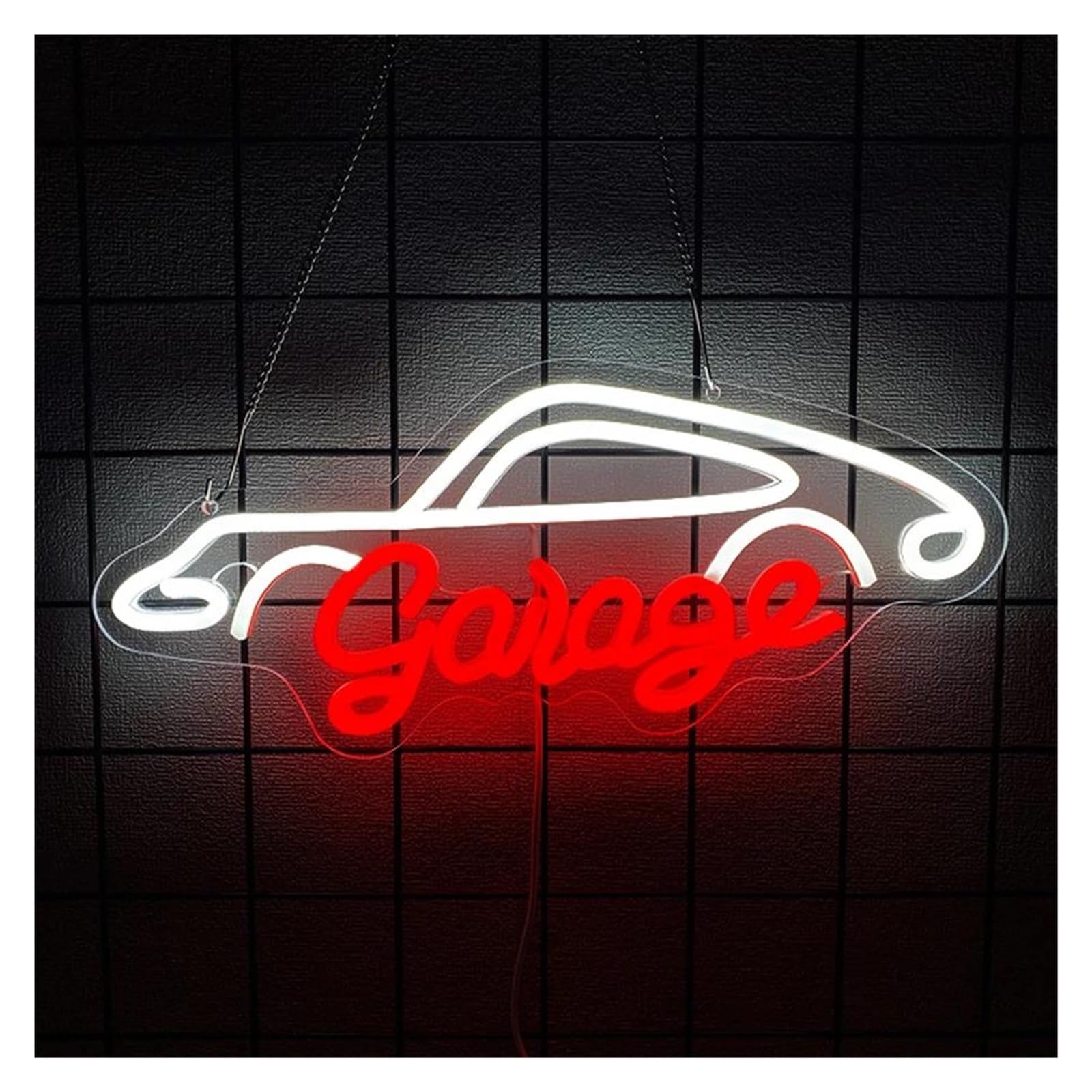 SHOUXI Sign Lamp Garage Neon Sign Light Dimmable USB Powered for Man Cave Office Auto Repair Shop Garage Workshop Wall Decor 40cmx17cm