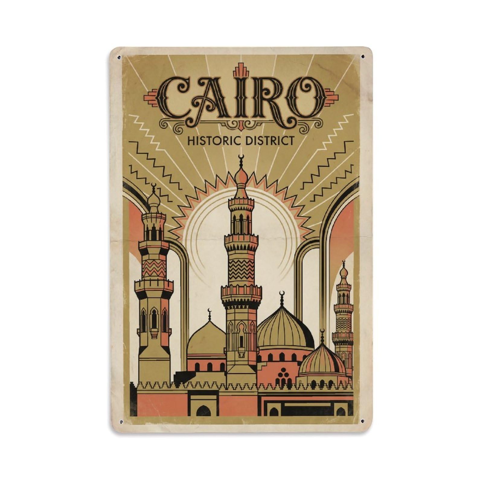 Gead 8X12inch Style Vintage Travel Cairo Souk Metal Tin Sign