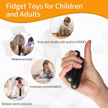 Spinner Fidget Roller Handheld Fidget Toy Portable Metal Roller Finger Decompression Roll for Adults Men Women Relieve Stress Anti Anxiety Tension Promoting Focus Clarity Office Roller Toys (Black)