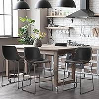 Vista 2 de DUMOS 26 Inch Counter Height Bar Stools Set of 4, Modern Faux Leather High Barstools with Back and Metal Leg, Bar Chairs for Kitchen lsland, Black