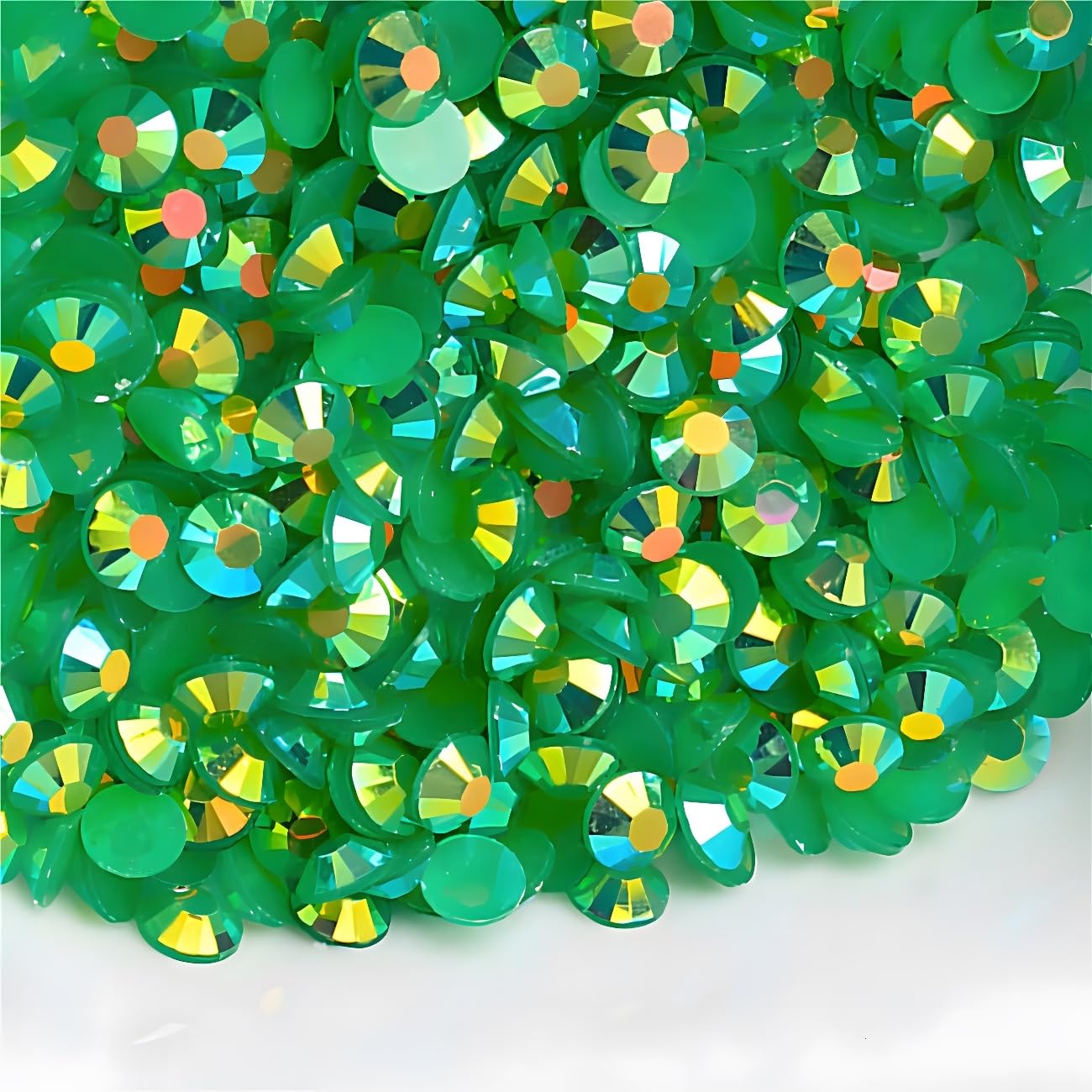 Flatback Rhinestones Round Gems for Nails Art and Crafts 4000Pcs SS6 2mm AB Crystals Glitter Stone DIY Bags Clothes Shoes (Dark Green AB)