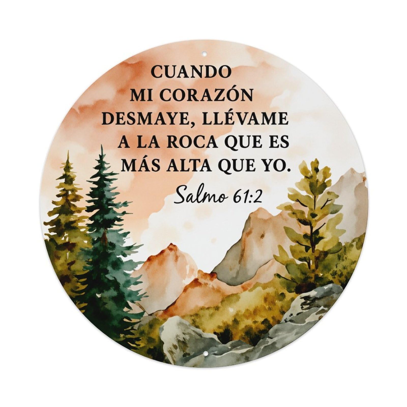 Mountain Landscape With Trees And Sky Round Tin Sign Vintage Metal Poster, Home Bar Garage Man Cave Cafe Indoor & Outdoor Wall Decoration 8x8Inches
