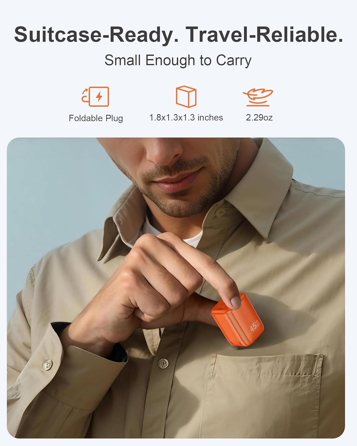 45W USB C Charger 2-Pack GaN PD Dual Port Fast Charger Block Compact Foldable Wall Plug with 4 Pack 5Ft Cables for iPhone 17/16/15 Series,MacBook Air,iPad Air/Pro/Mini,iWatch(Orange)