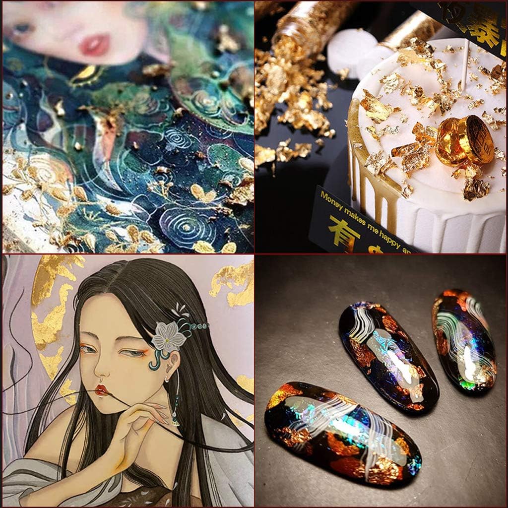 SOFEA 6 Colors Gold Leaf Gilding Resin Flakes Metallic Foil Flakes Painting Resin Arts