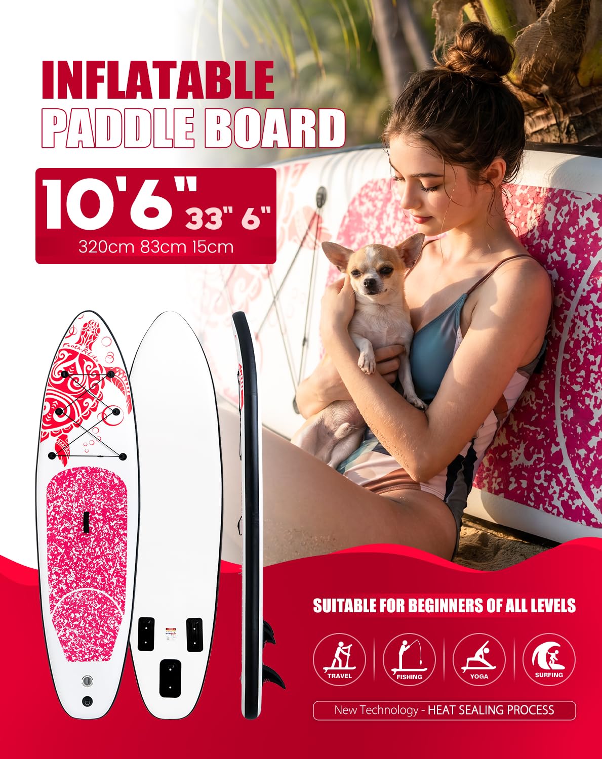 FEATH-R-LITE Planche à pagaie Gonflable Ultra légère (7,6 kg) 25,4 x 76,2 x 15,2 cm avec Accessoires de Planche à pagaie