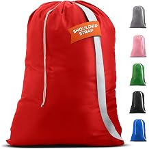 Handy Laundry Bag Shoulder Strap Extra Large - Drawstring Locking Closure, Durable Material, Heavy Duty Stitching, Hands Free Carrying - Perfect College Dorm Red, 30" x 40"