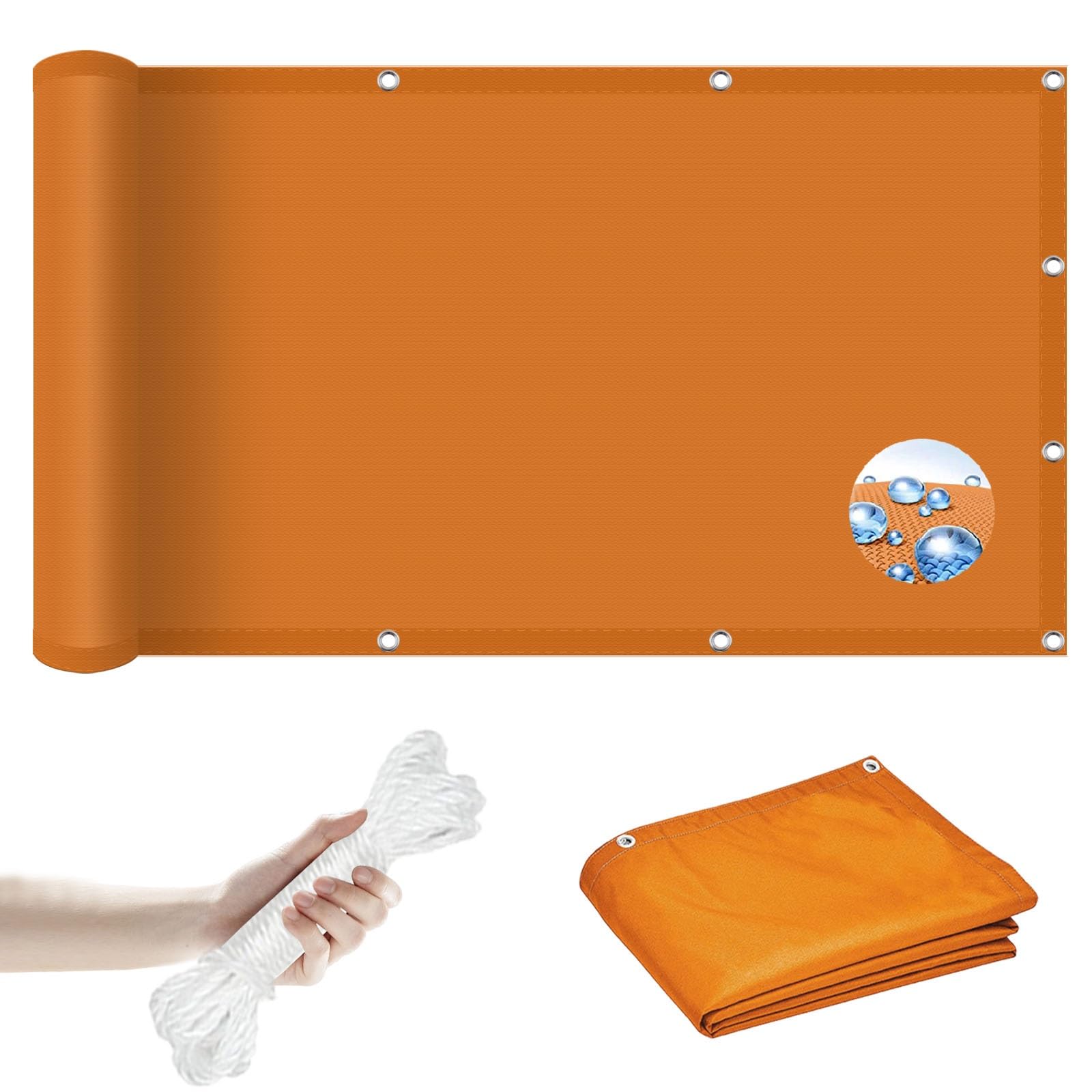 Voile d'ombrage orange imperméable 2.8x2.8m anti-UV pour extérieur