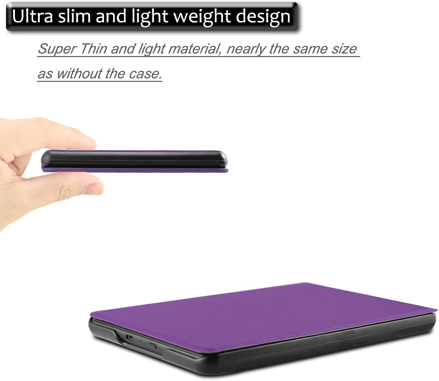 Infiland 2016 All-New Kindle 6" E-Reader Glare-Free case,The Thinnest and Lightest PU Leather Smart Case Cover with Auto Wake/Sleep for All-New Kindle 2016 Release 8th Generation Only, Purple