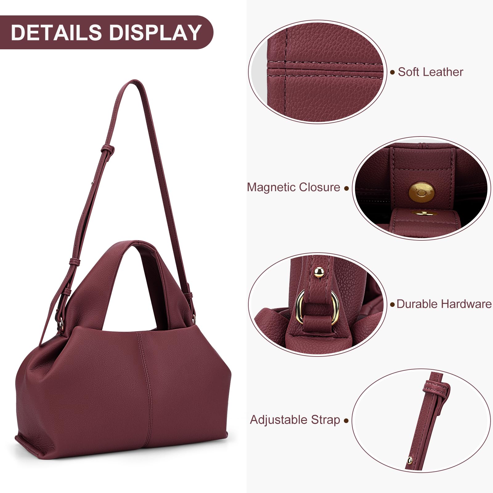 ACUYE Bolso tote de cuero sintético para mujer, bolso cruzado y de hombro estilo Y2K con correa ajustable, bolso hobo de otoño