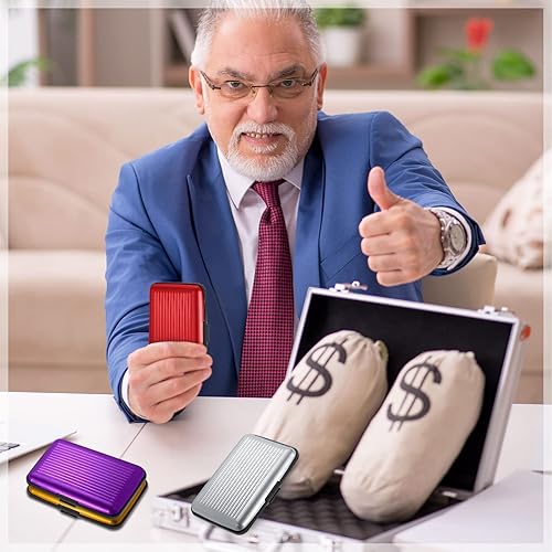 Miniatura 6 de Cartera de aluminio para tarjetas de crédito, 24 unidades, delgada, mini bloqueo RFID, protector de tarjetas de crédito, funda rígida para tarjetas