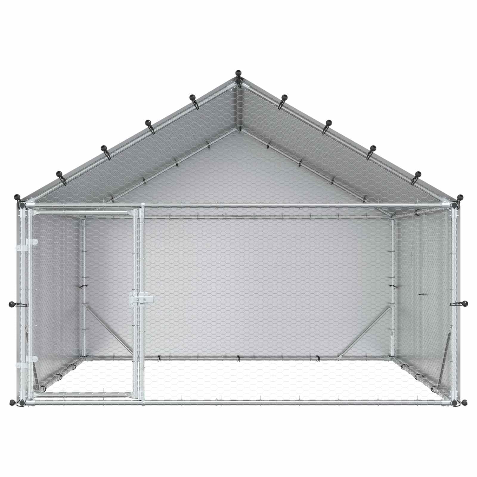Kurnik z dachem z ocynkowanej stali, 200 x 200 x 150 cm, odporny na warunki atmosferyczne, przestronny i stabilny, idealny jako klatka dla małych zwierząt i wybieg dla królików i świnek