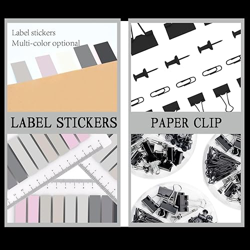 Miniatura 5 de Suministros de oficina negros, accesorios de escritorio negros, juego de grapadora y dispensador de cinta para con grapadora grande, dispensador de