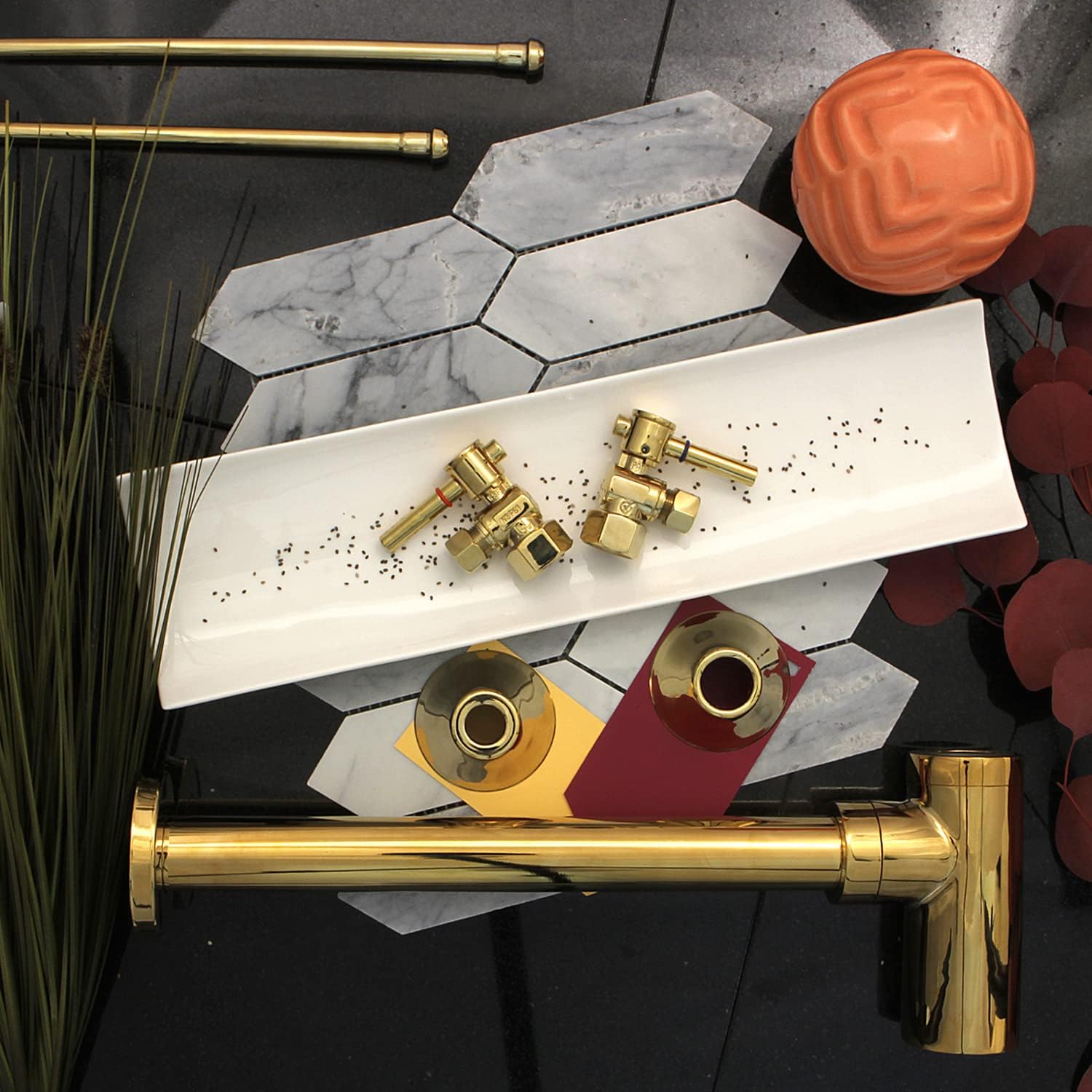 Kingston Brass CC43102DLLKB30 Trimscape Modern Plumbing Sink Trim Kit with Bottle Trap in Polished Brass