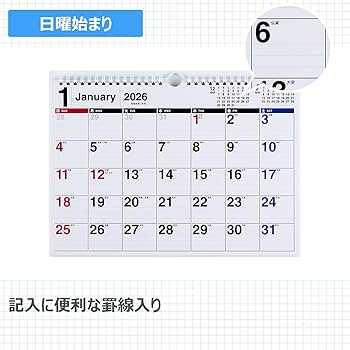 Amazon | 高橋 2026年 カレンダー 壁掛け A4 E61 | カレンダー