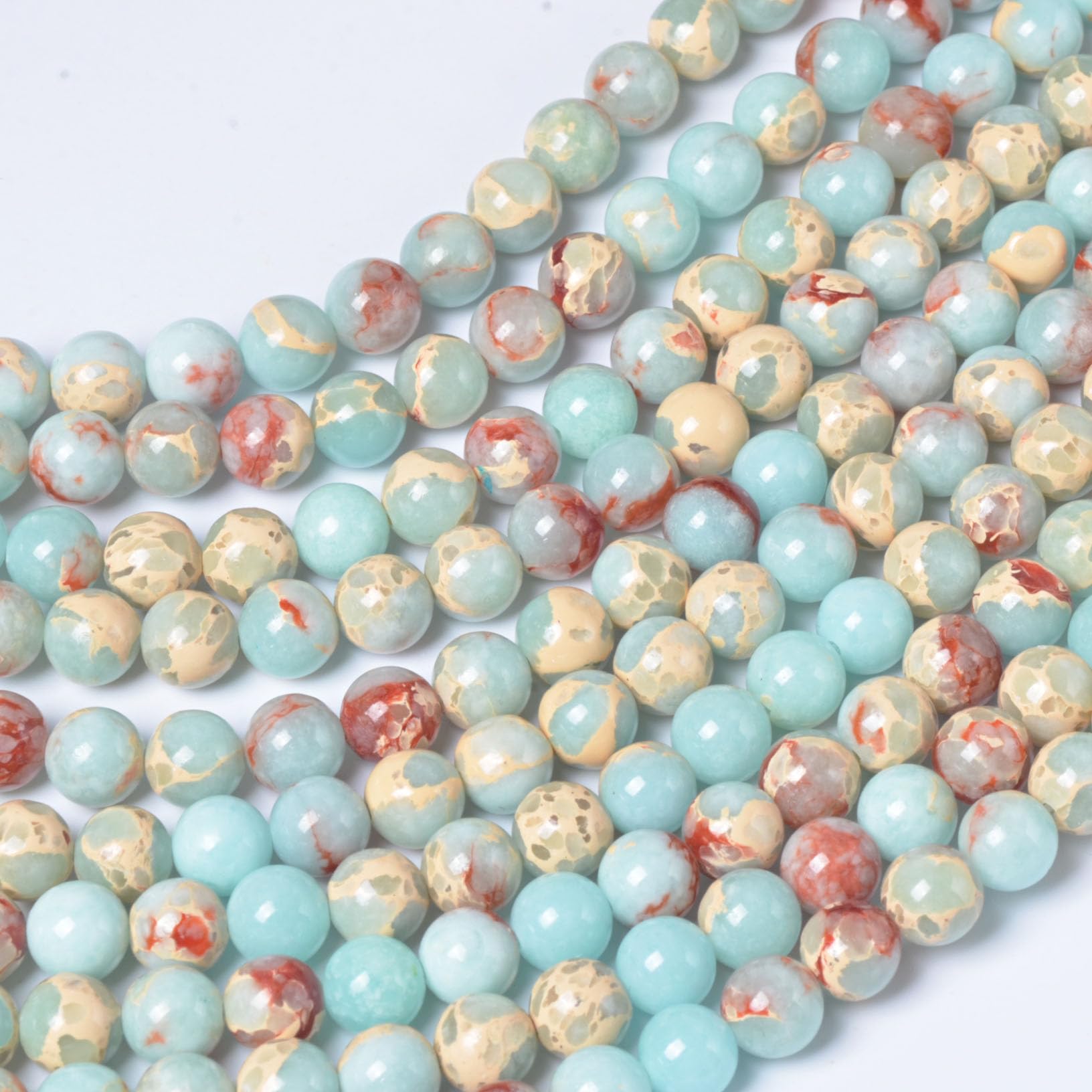 8mm Round Sky Blue Jasper Natural Stone Beads for Jewellery Making Gemstone Beads for Crafting (45-50Pcs) - Image 3