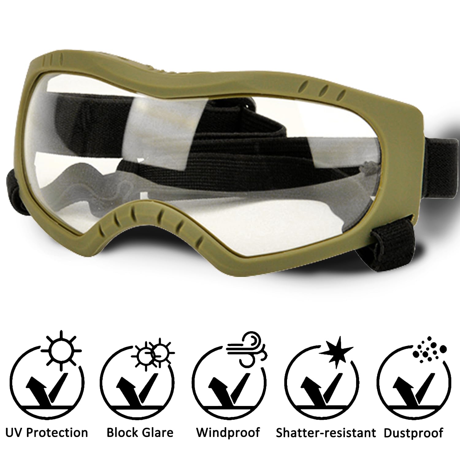 Dog Sunglasses,Doggles Anti-UV Protection,Pet Sunglasses with Adjustable Strap,Suitable for Motorcycle Car Driving Bike Riding Hiking Swimming Wind Dust Fog Dog Eye Protection