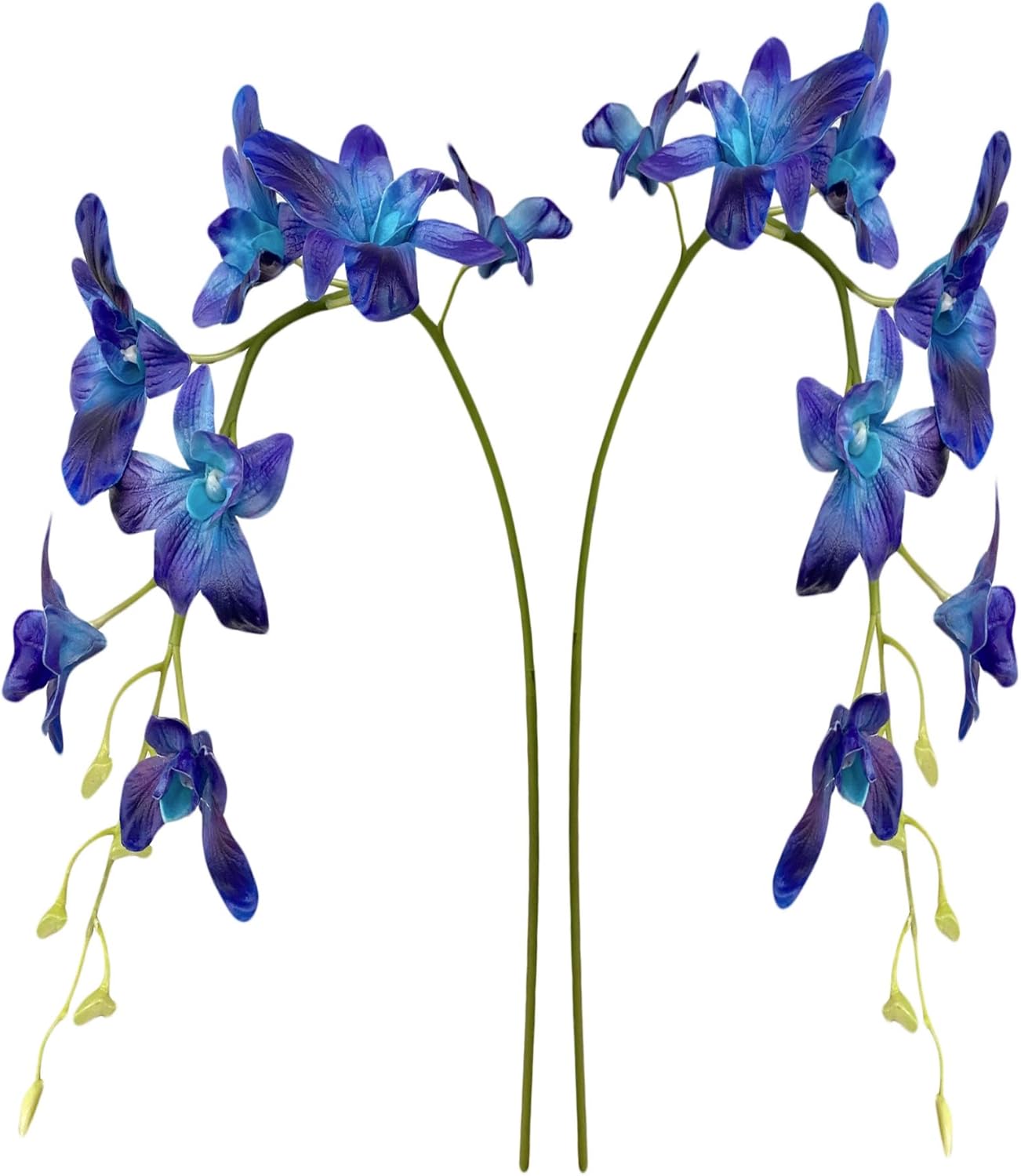 Angel Isabella Pack of 2-Real Touch Artificial 30" Dendrobium Orchid Tropical Keepsake Flower (Galaxy Turquoise Purple)