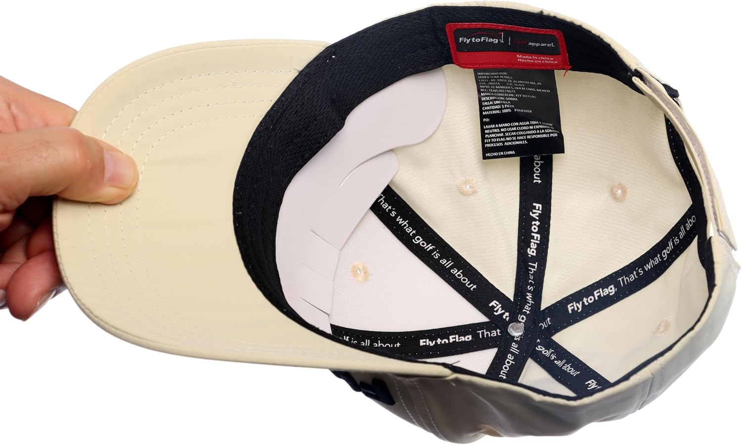 ¡that´s What Golf it´s All About! Premium Beige Golf Cap, 3D Embroidered Logo, one Size fits All, Absorbent Band.