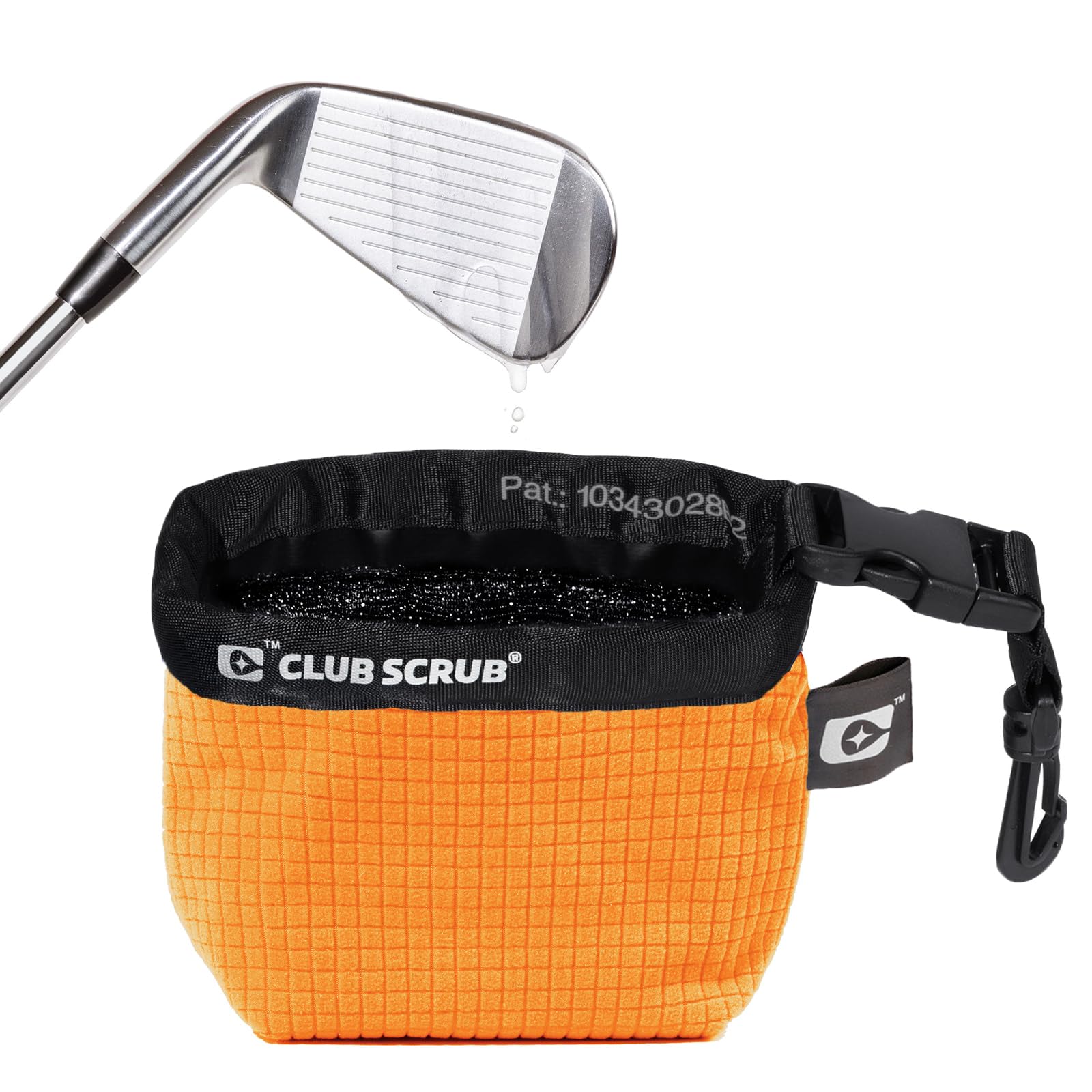 Club Scrub Orange Pro Golf Club and Golf Ball Cleaning Bag, Waterproof Liner, Dry Microfiber Exterior, Detachable Clip, Machine Washable, Cleans Club Grooves โ image 1