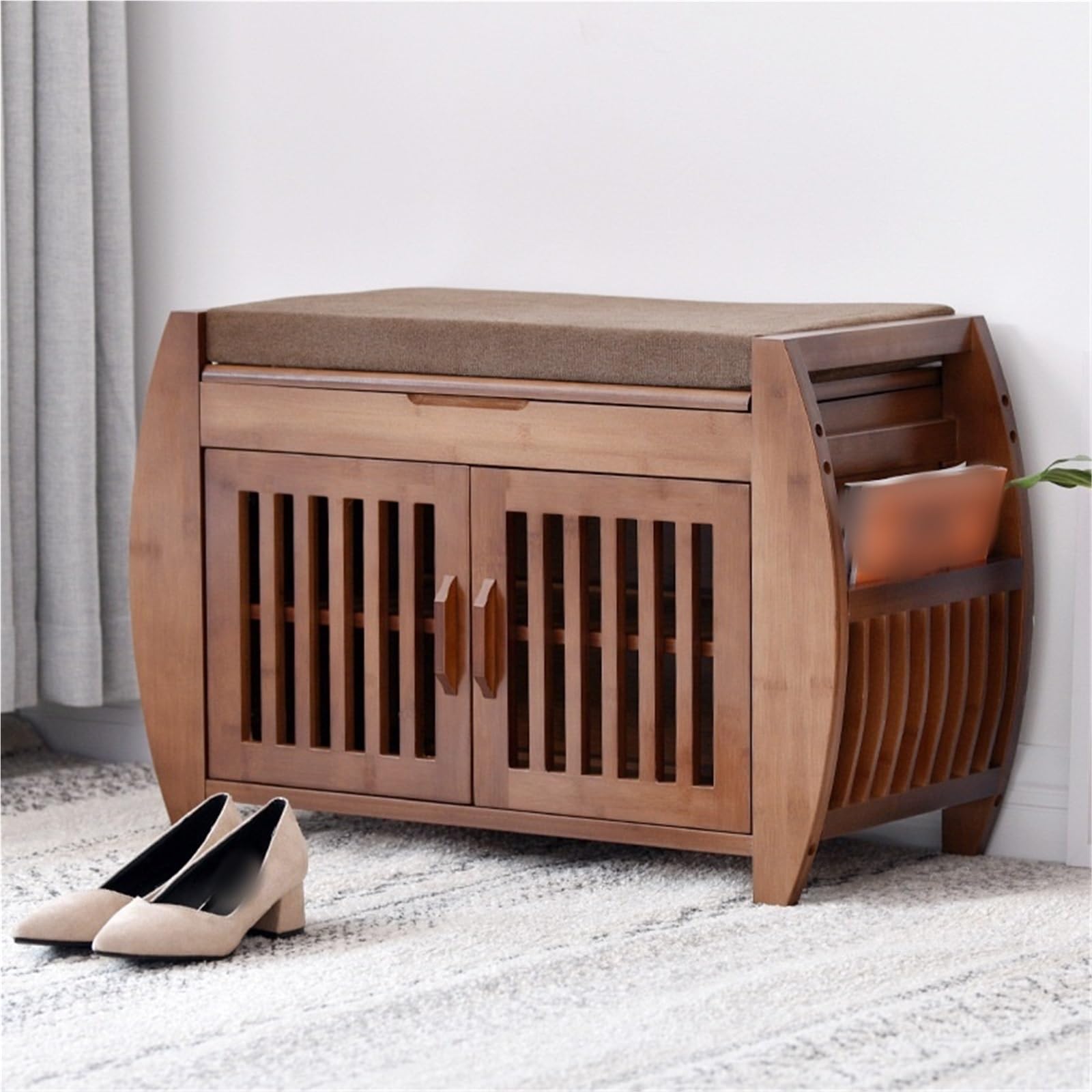 SDCFFC Shoe Bench with Soft Cushions and Storage Compartments Entrance Storage Bench Shoe Rack Shoe Organizer for Hallway Entryway Bedroom Living Room,Ideal for Home