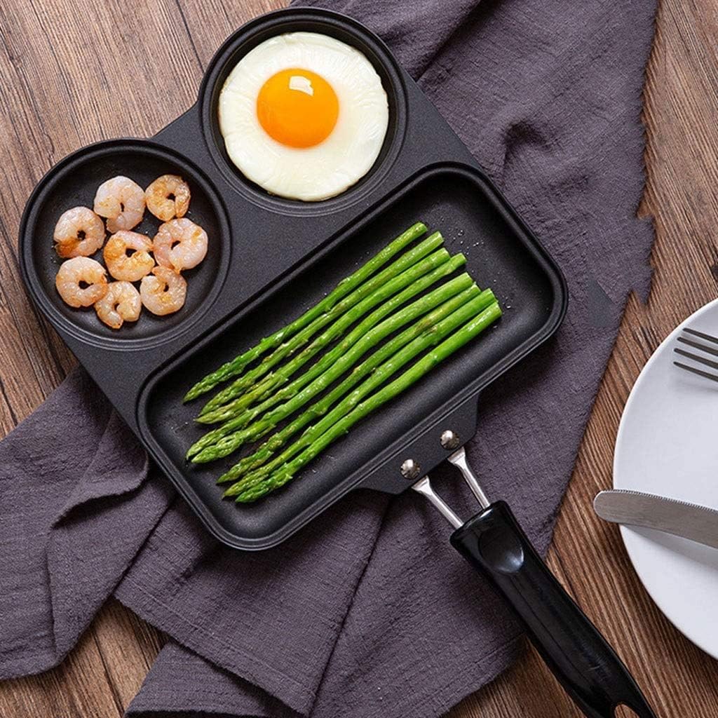 Black Pan - Multifunctional Non-stick Pan with Metal Three-hole Design Household Cookware