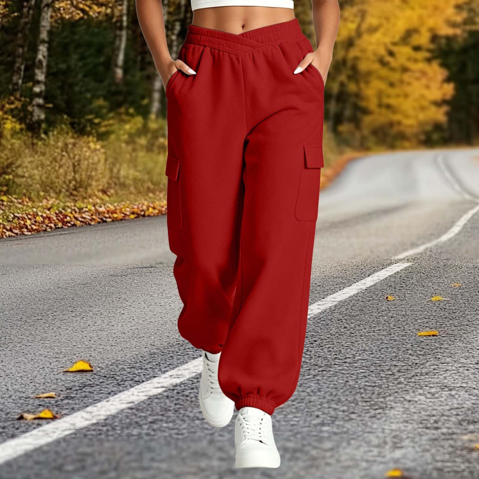 Pantaloni Sportivi Donna Pantaloni Baggy con Tasche Morbidi e Comodi Pantalone Jogger in Cotone Larghi e Leggeri Pant Lunghi Tinta Unita Pantalone Tuta con Coulisse per Allenamento Jogging Fitness