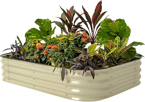 Miniatura 25 de Vego garden Kit de cama de jardín elevada, 17 pulgadas de alto, 6 en 1, modular de metal, para verduras, flores, patio, jardinera, caja de Blanco