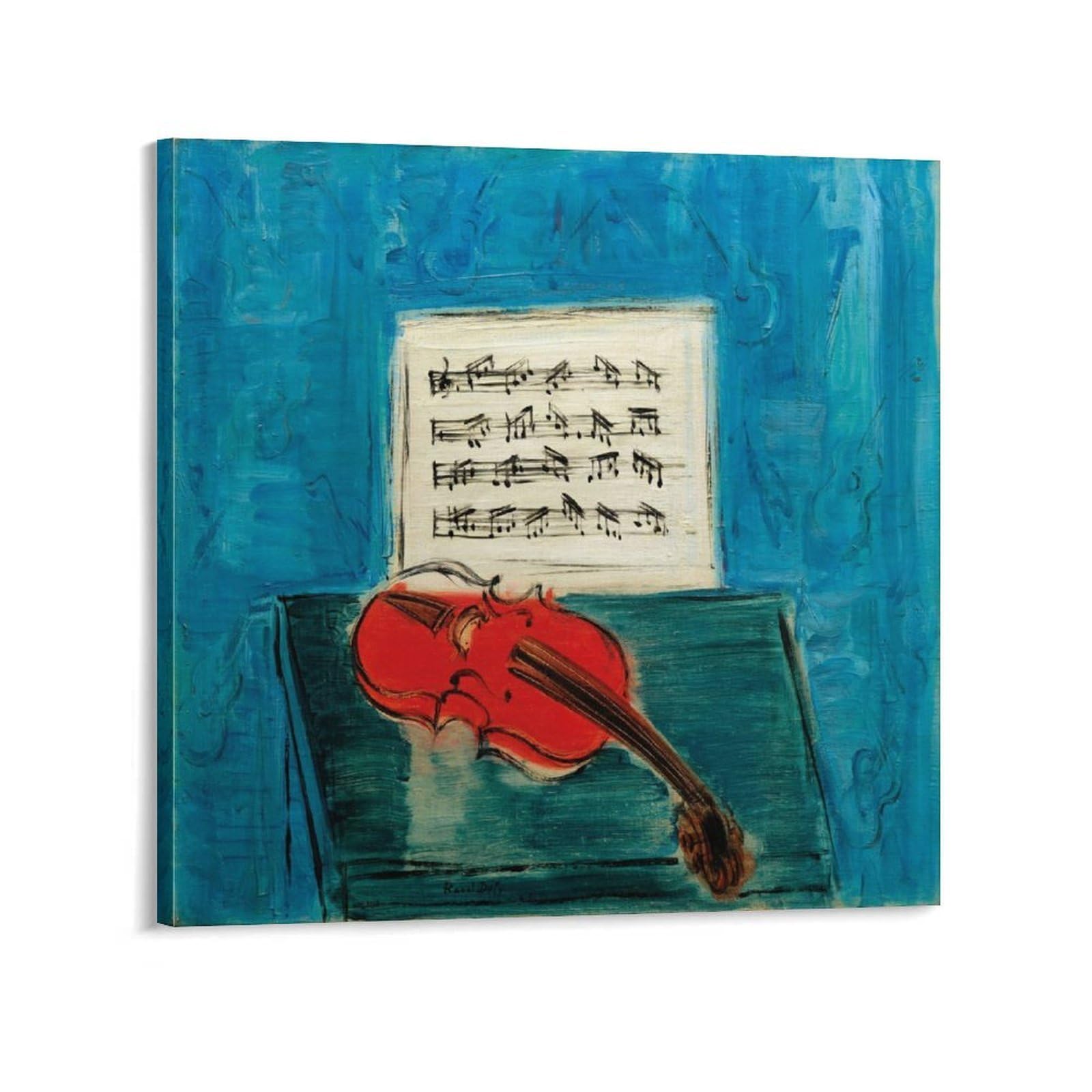 KLAGCBDF Raoul Dufy Violon Rouge Sur Fond Bleu Canvas Art Poster And Wall Art Picture Print Modern Family Decor Posters 28x28inch(70x70cm)
