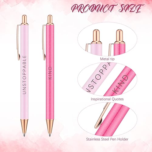 Miniatura 2 de Outus Juego de 6 bolígrafos de Navidad elegantes, regalos inspiradores para mujeres, bolígrafos motivacionales de oficina, regalos de metal bonito