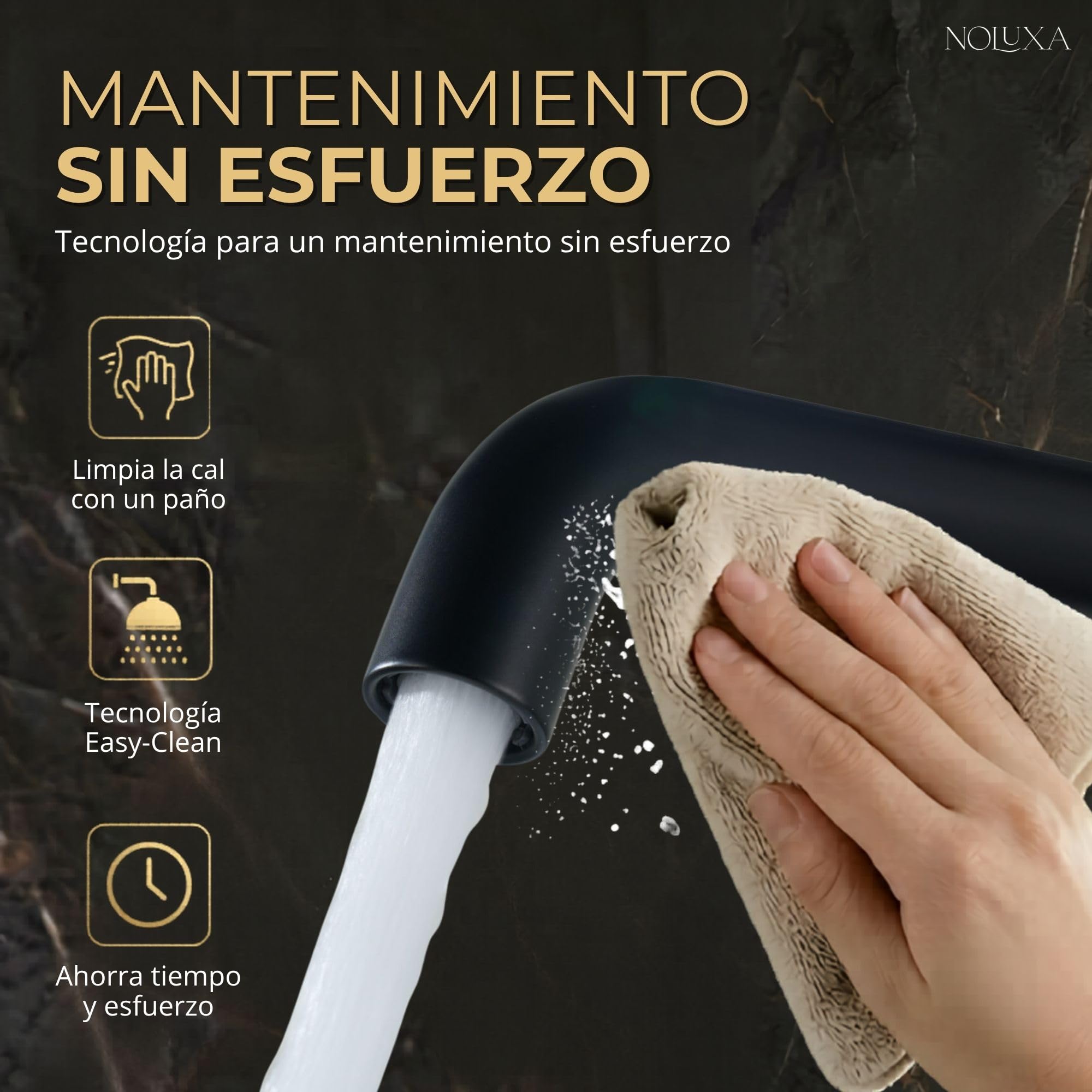 IMEX - Robinet Lavabo Noir Encastré | Robinet Encastré Salle de Bain avec Eau Froide et Chaude | Robinetterie Monocommande Lavabo Mur avec Économie D'Eau | Série Monza | Couleur Noir Mat