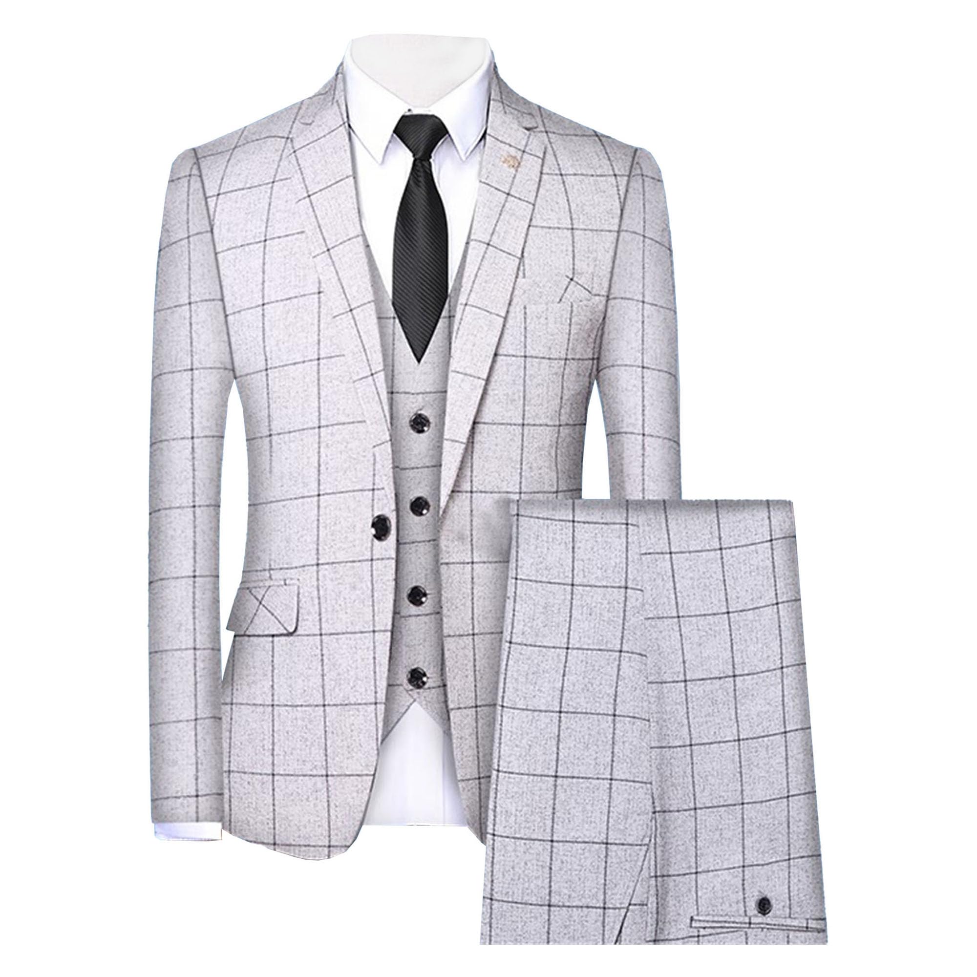 Abiti 3 Pezzi Slim Fit A Righe per Uomini Blazer Lavoro con Risvolto dentellato Giacche Da Sposa Di Moda