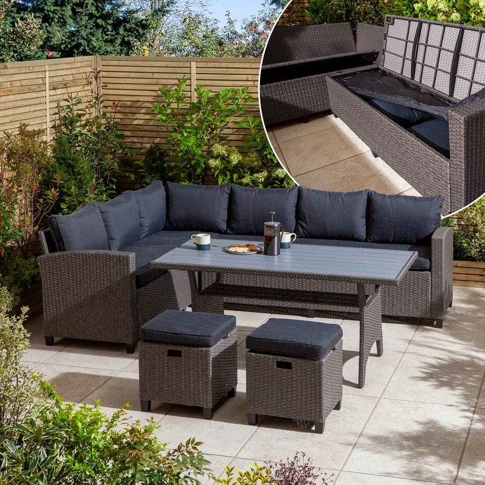 Buy Rowlinson Albany Deluxe Rattan Garden Corner Sofa Dining Set 8