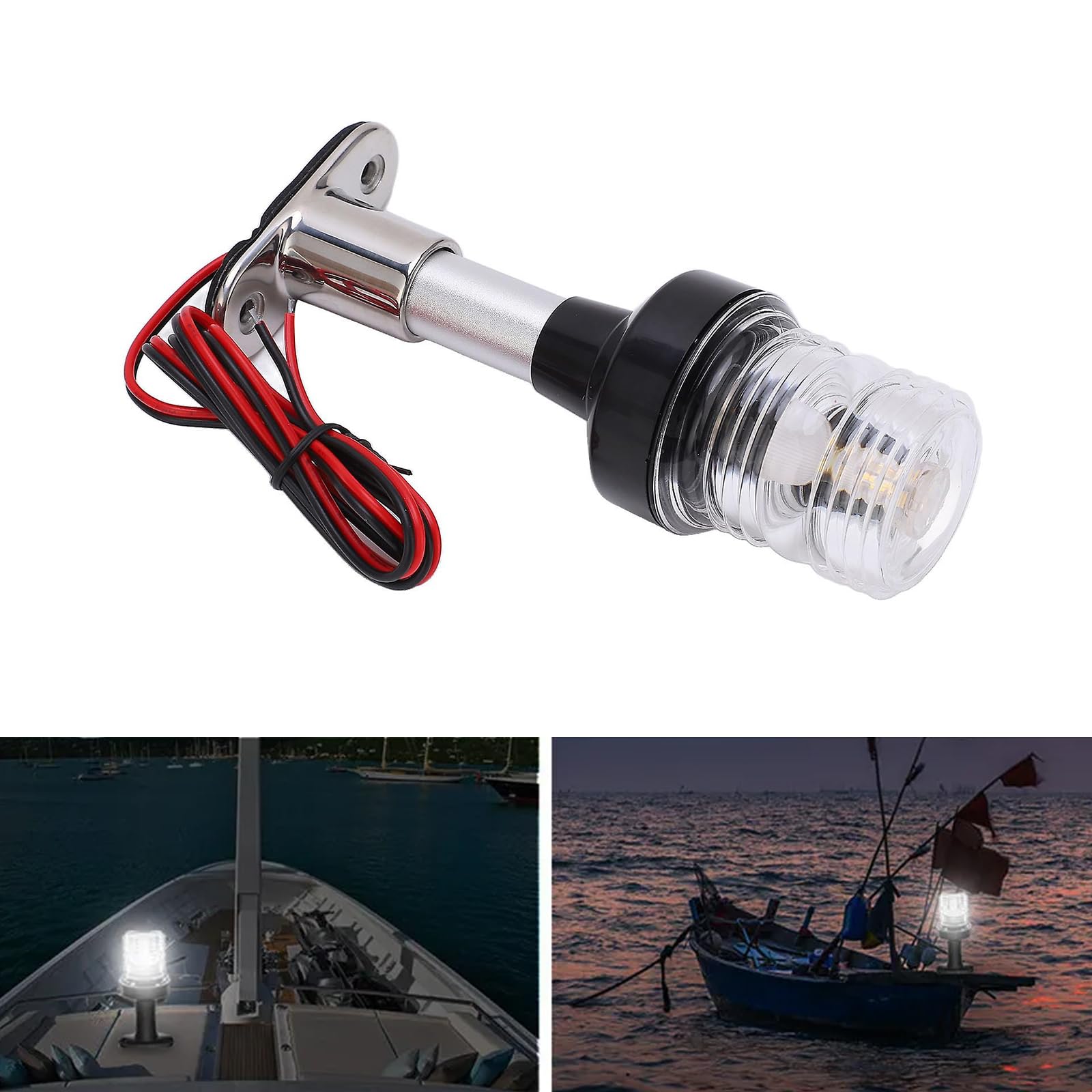 Luce di ancoraggio per barca, 12 V-24 V, luce di segnalazione per vela, luce di ancoraggio regolabile in acciaio inox, accessorio per barche da yacht