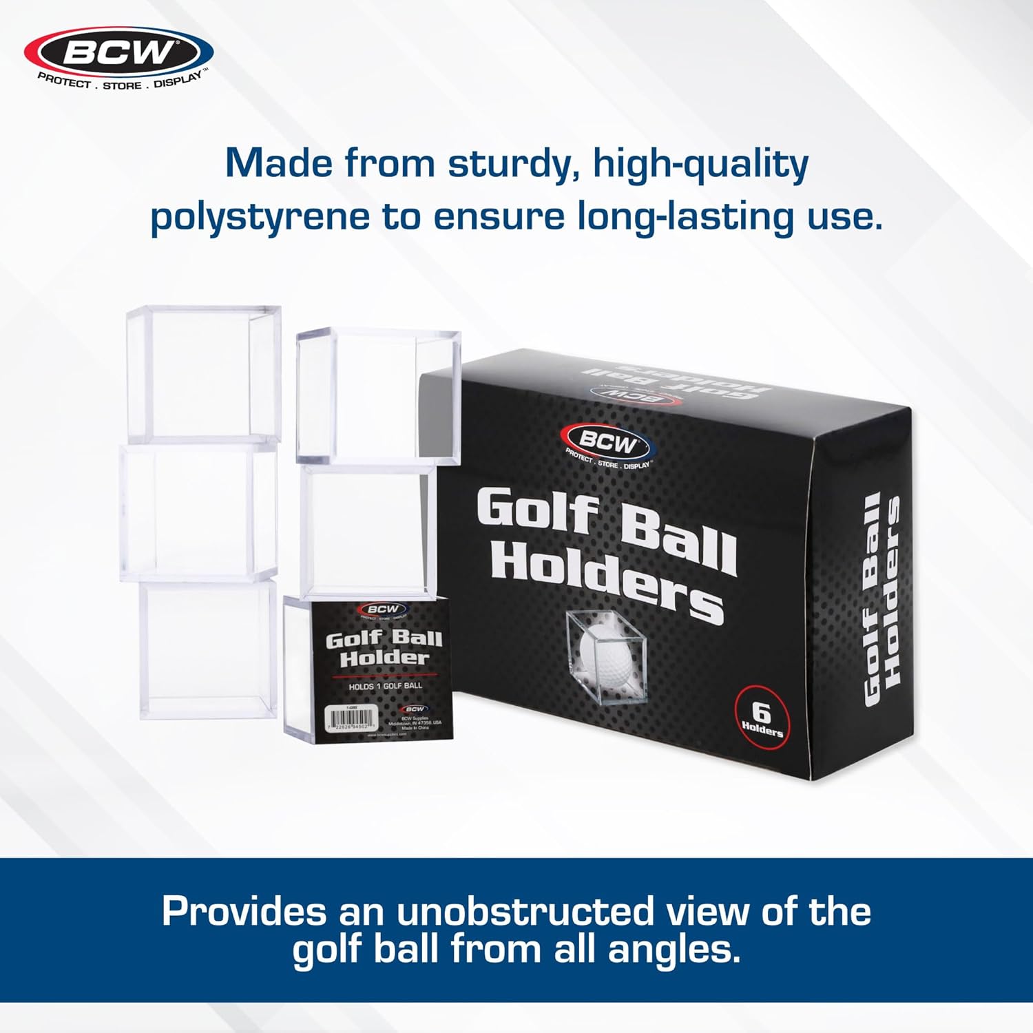 BCW Golf Ball Display Case -6ct | Clear Polystyrene Shell Golf Ball Display | Two-Piece Compact Design | Display Case for Your Collectible Golf Ball | Golf Ball Holder