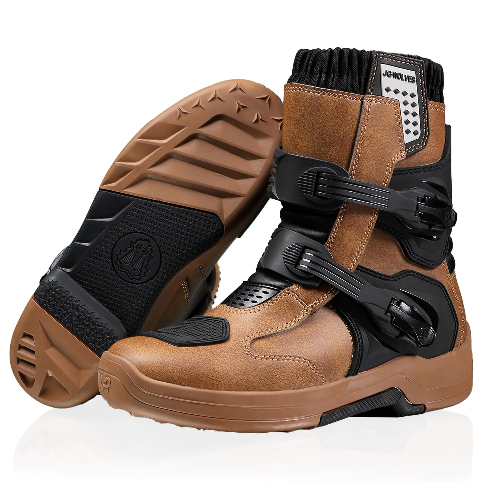 Botas de Moto de Cuero para Hombre, Zapatos de Montar Impermeables