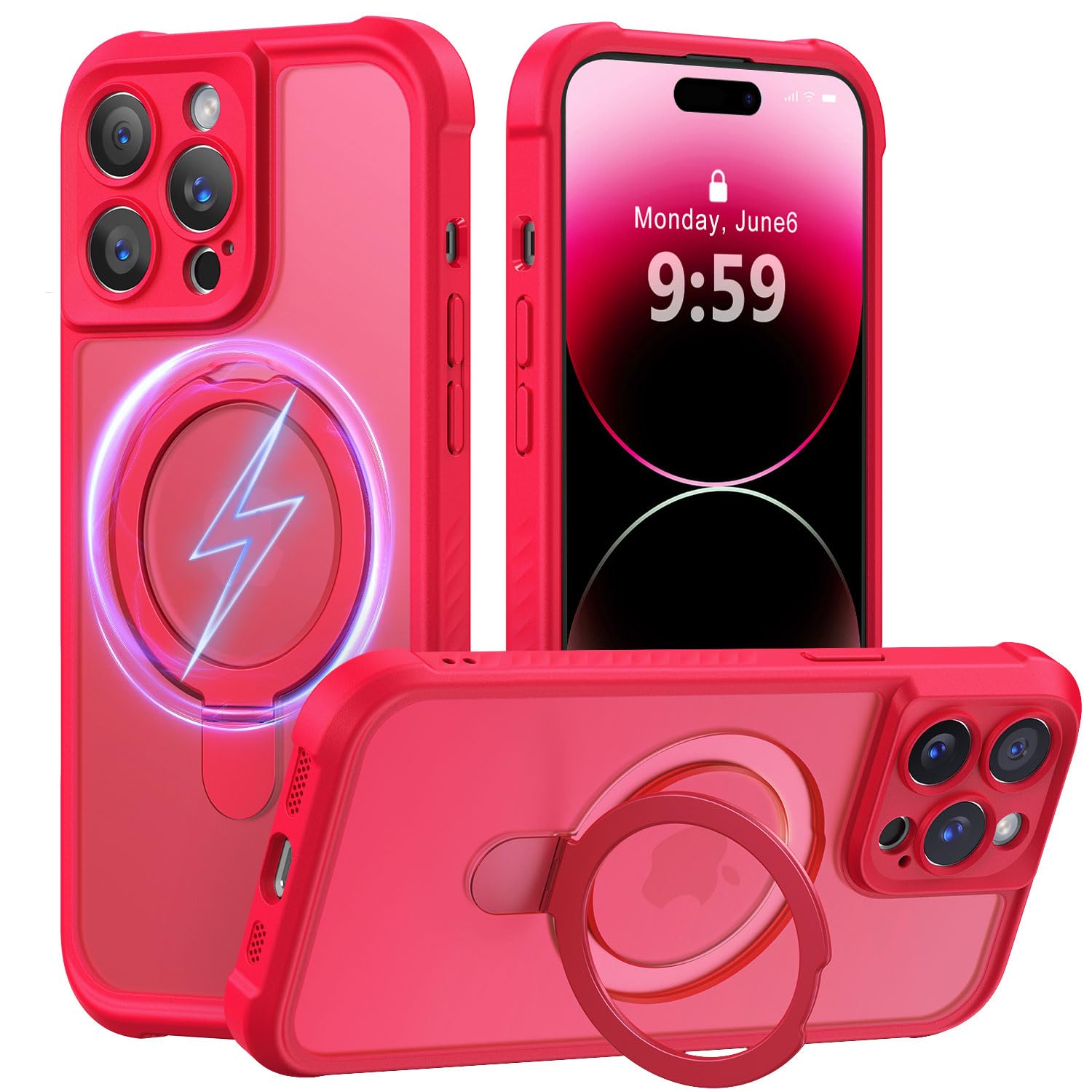 MOCCA Magnetic for iPhone 14 Pro Case with Stand,Red