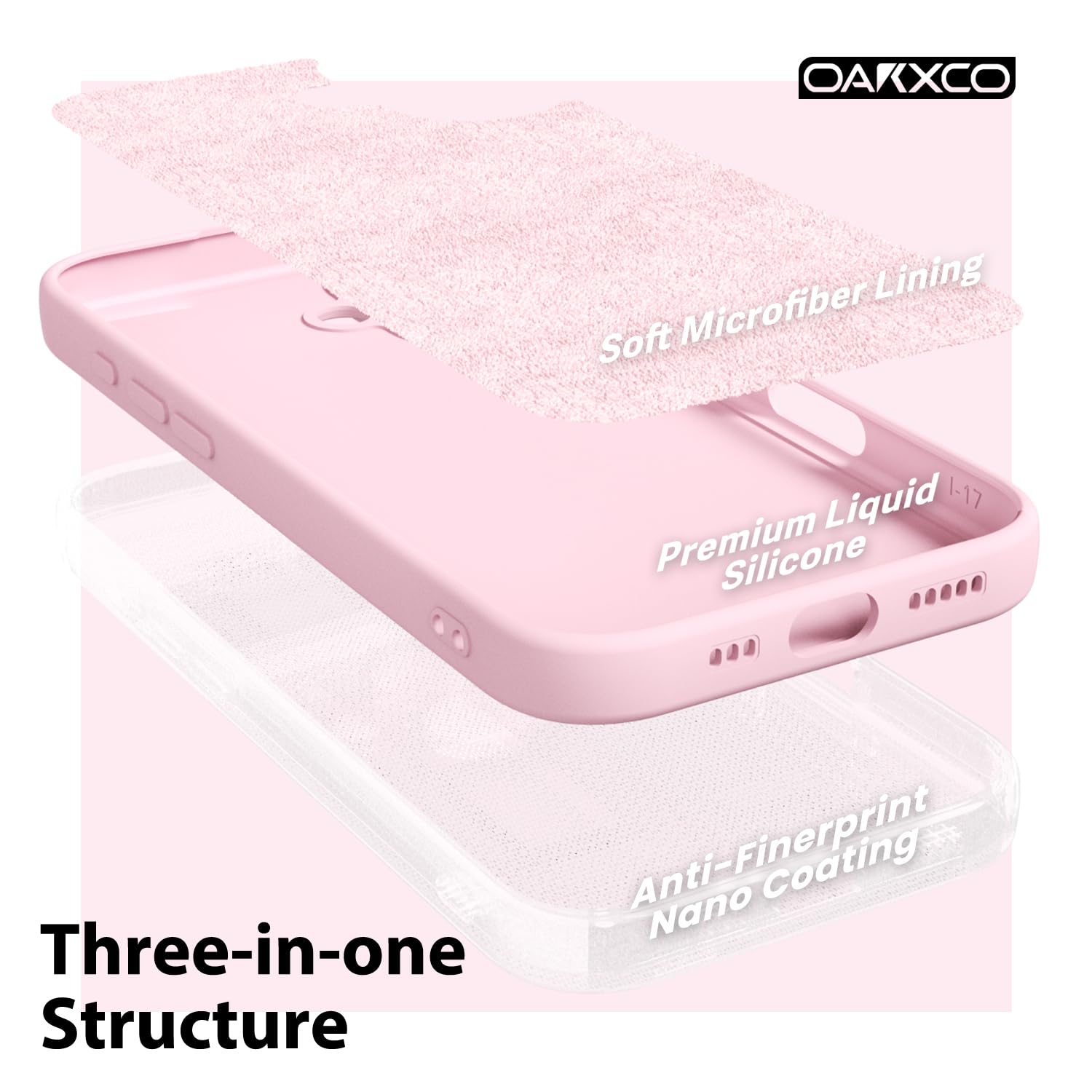 oakxco for iPhone 16 Pro Max Case Liquid Silicone, Soft Rubber Gel Elegant Aesthetic Basic Simple Cover, Cute Thin Slim TPU Matte Solid Color Plain Smooth Case for Women Girl, Light Pink — view 1308