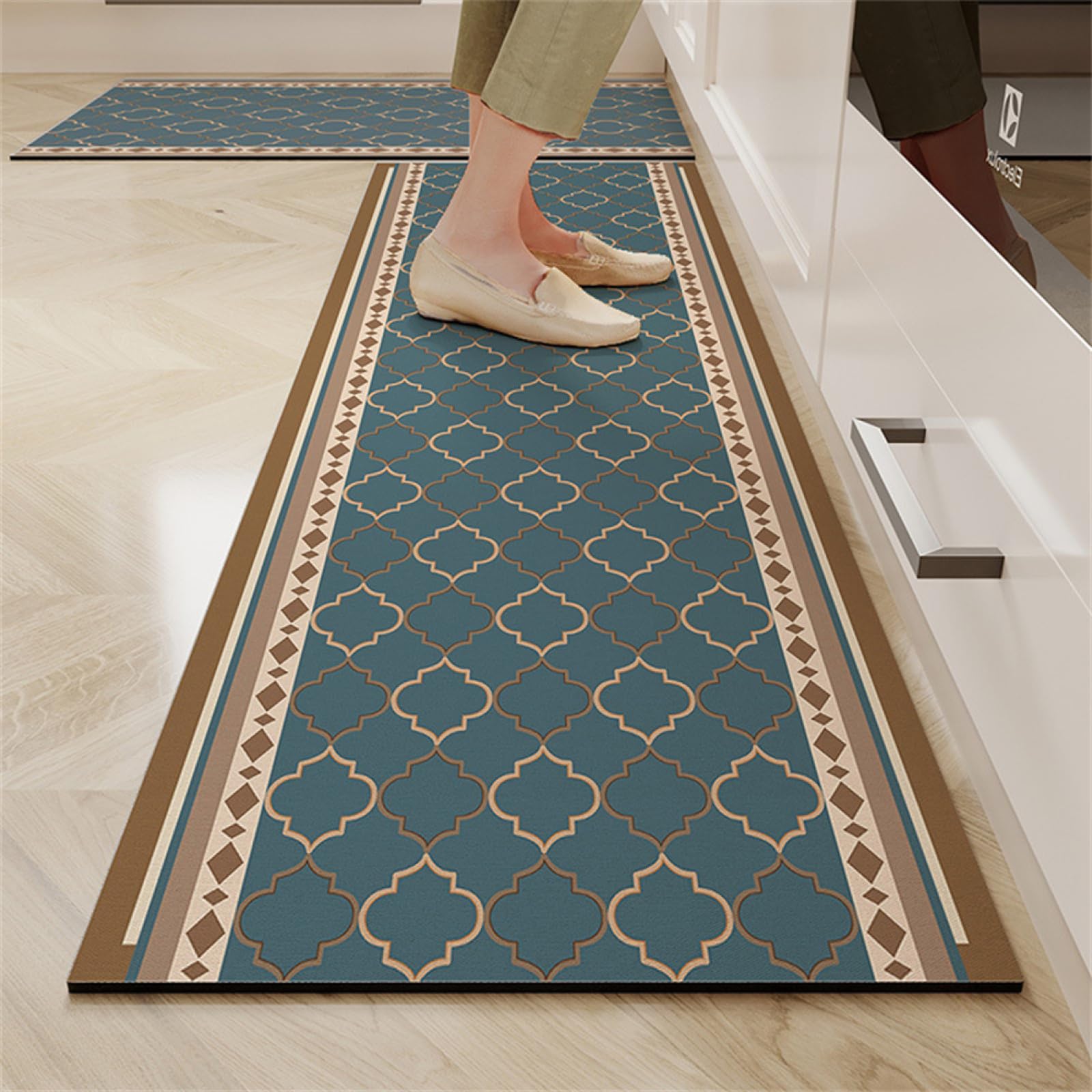 Tapis de cuisine long 40x160cm au design géométrique moderne