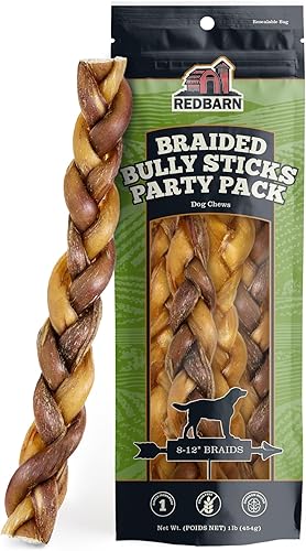 Redbarn All Natural - Palitos trenzados de 8 a 12 pulgadas para perros medianos y grandes, paquete variado de masticables saludables de larga