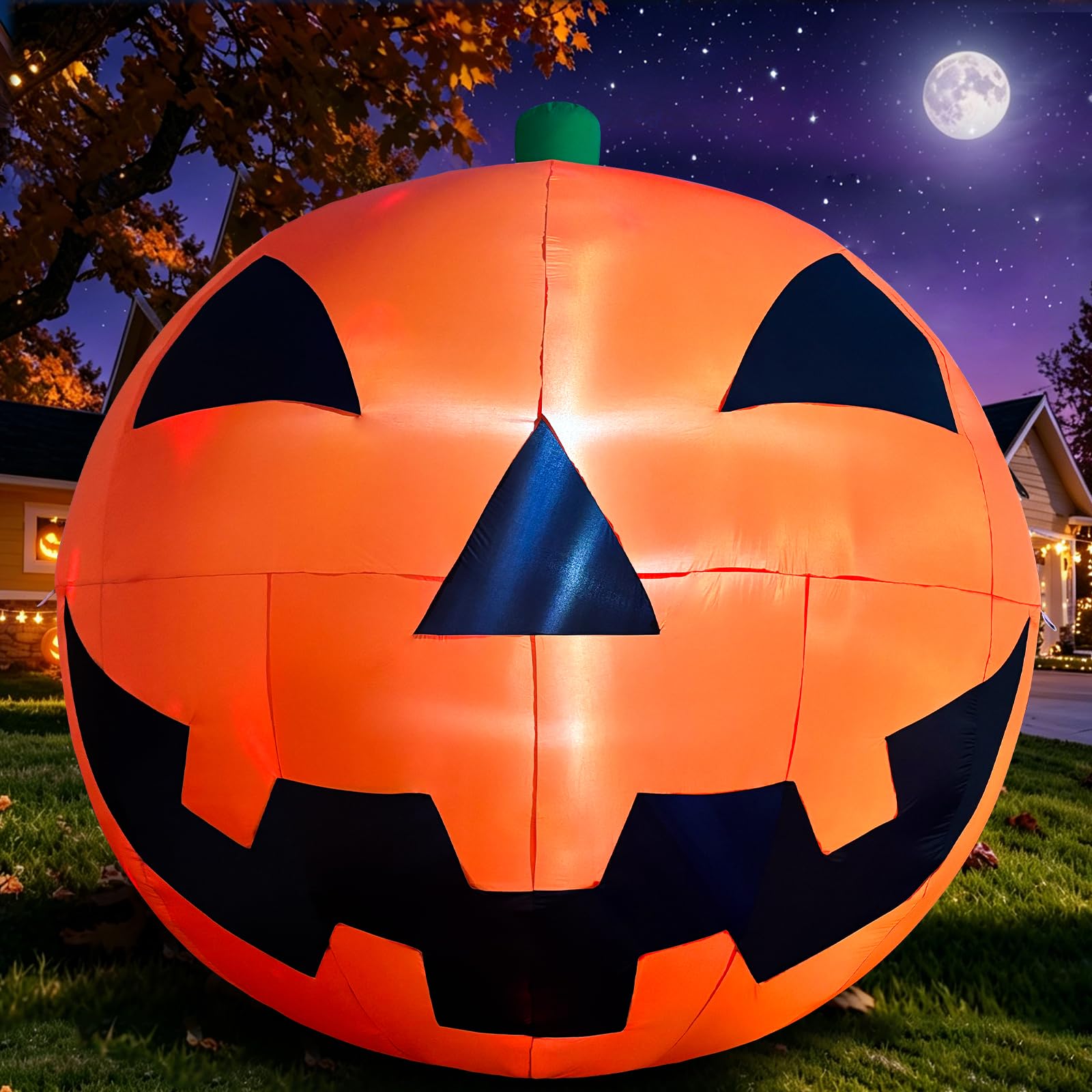 10.2 FT Halloween Giant Inflatable Pumpkin, Blow Up LED Light Pumpkin Halloween Party Supplies, Extra Large Inflatable Pumpkin for Outdoor Yard, Lawn, Garden, Fall Festival Decor& Commercial Use
