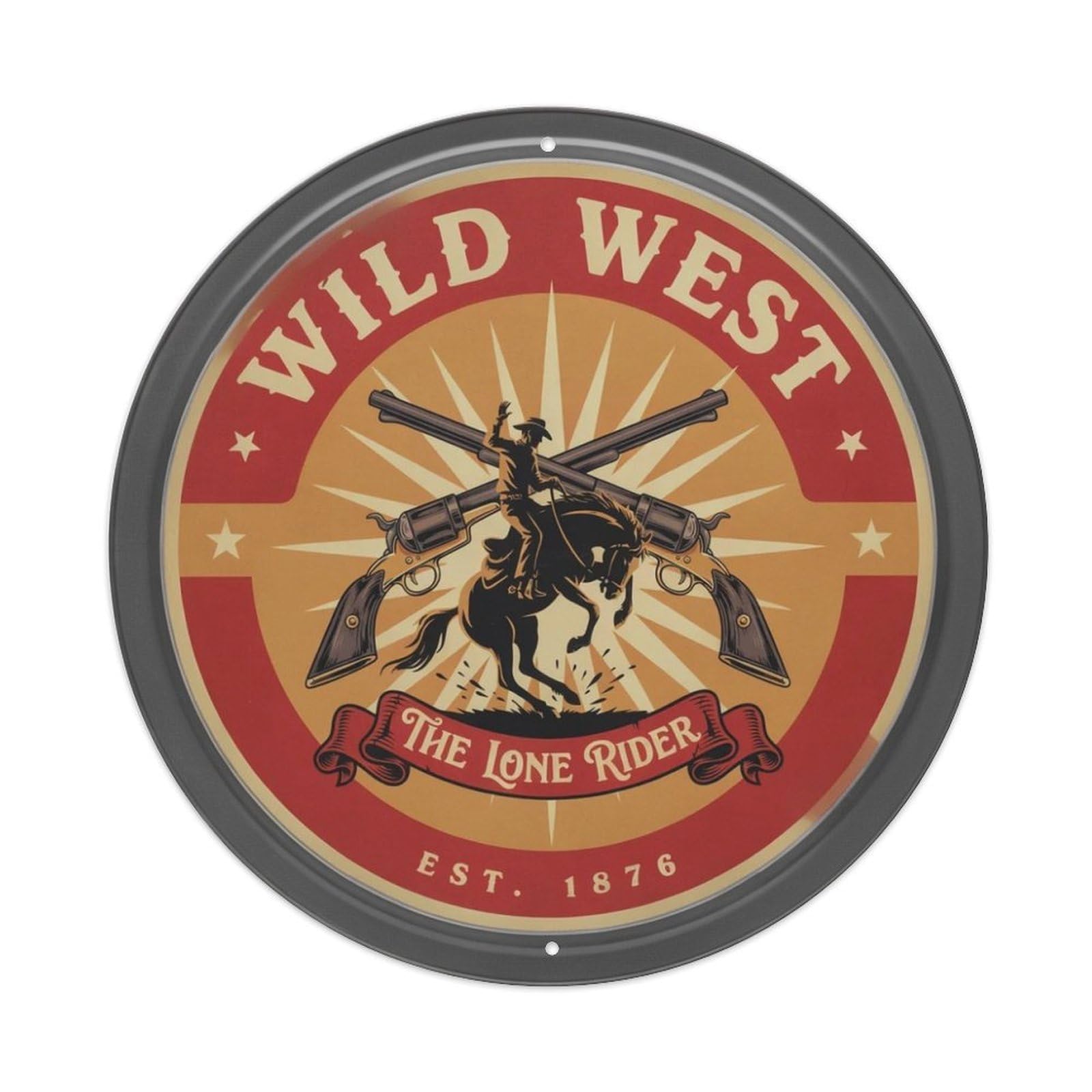 Western Cowboy Style. Metal Tin Sign Plaque