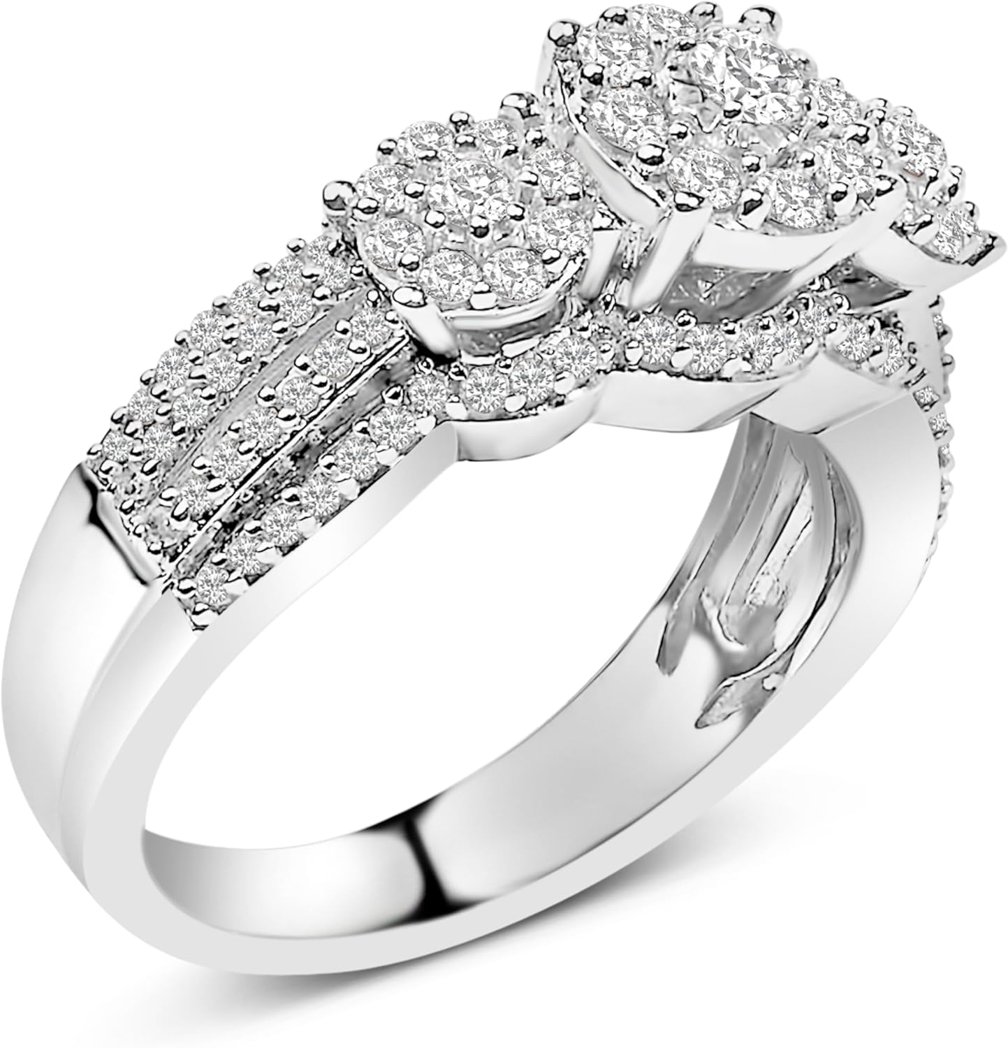 .925 Sterling Silver 1.0 Cttw Diamond Engagement Ring and Soldered Wedding Band Set - Image 3