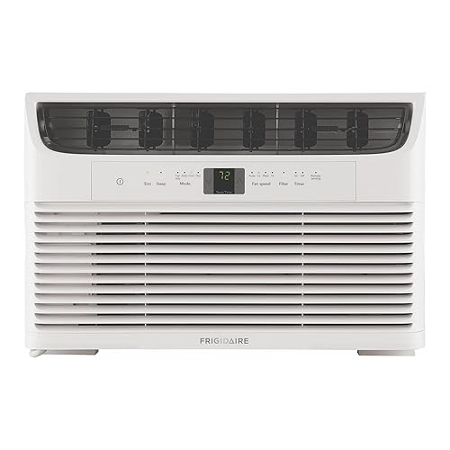 Frigidaire 8,000 BTU Window Air Conditioner with Remote Control, Cools Up to 350 Sq. Ft., Quiet Operation, Eco Mode, 3 Fan Speeds, Auto Restart, White