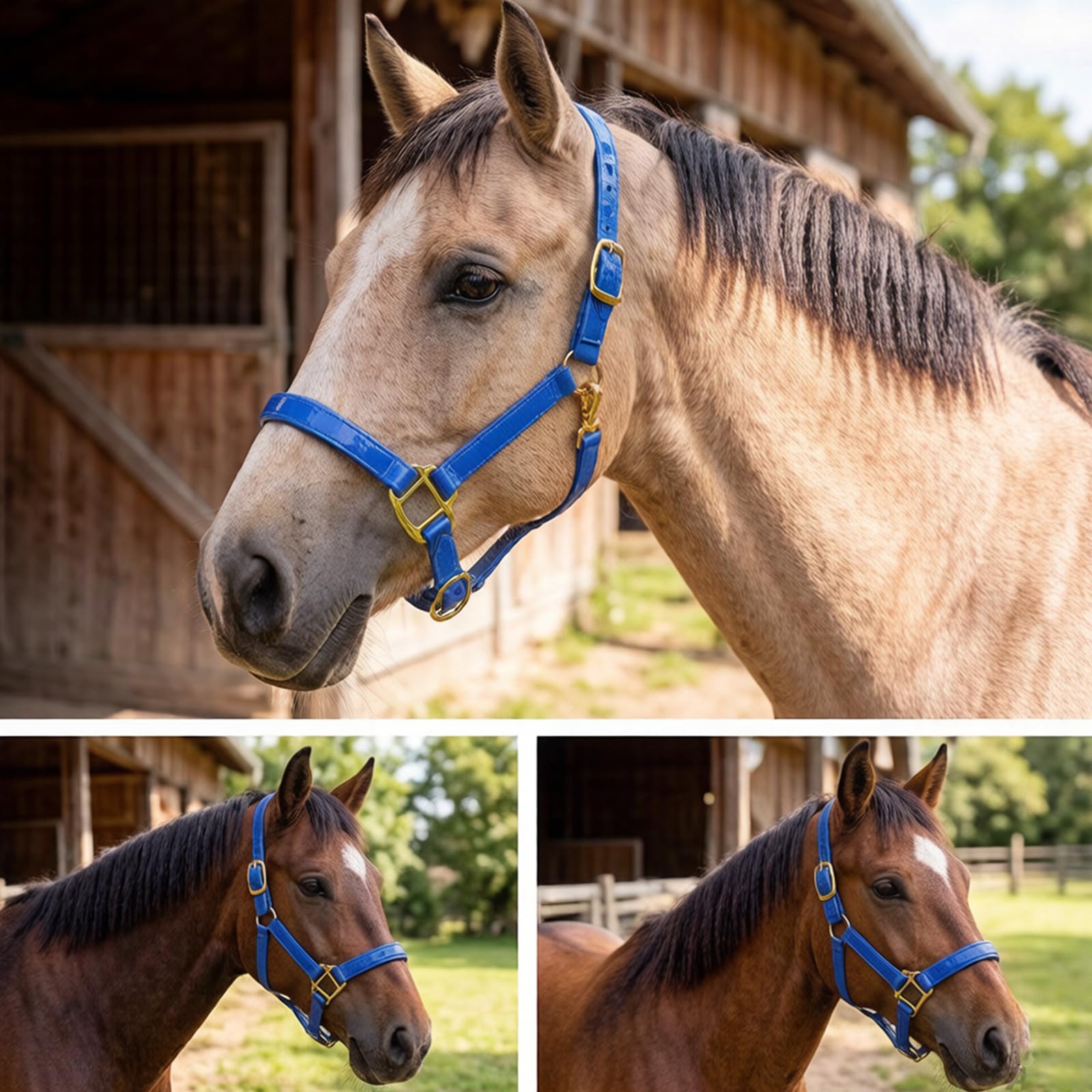 Briglia per cavalli da equitazione senza odore, con fibbie dorate, superficie liscia in pelle morbida per una pulizia senza sforzo Testiera a cavallo